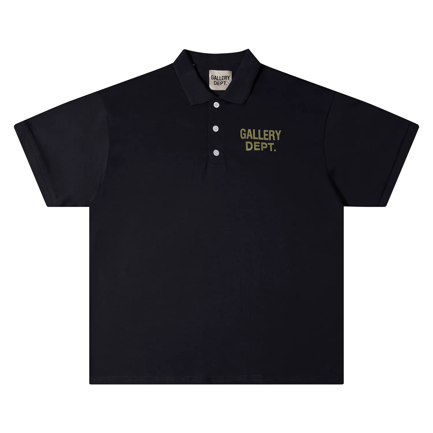 p116 649#Gallery Dept New classic basic style letter LOGO basic slogan Polo short-sleeved T-shirt double yarn pure cotton short Tee black navy blue S～XL